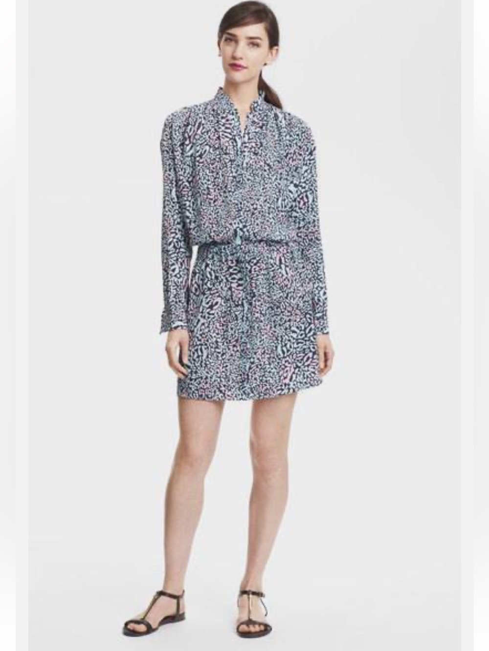 NWOT Diane Von Furstenberg DVF Deandra 💯% silk Shirtdress- Snow Leopard- Size 12